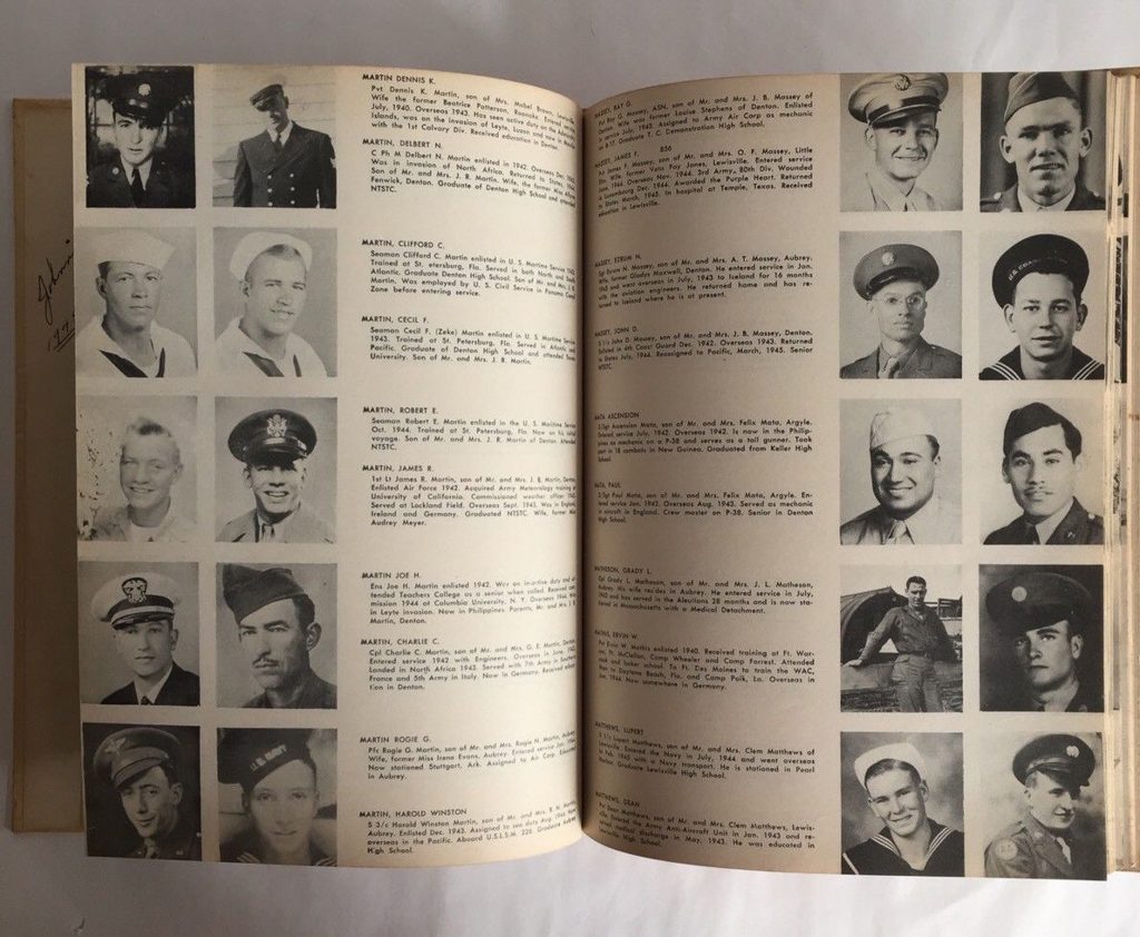 1945 book - Men and Women in WWII from Denton County, Texas