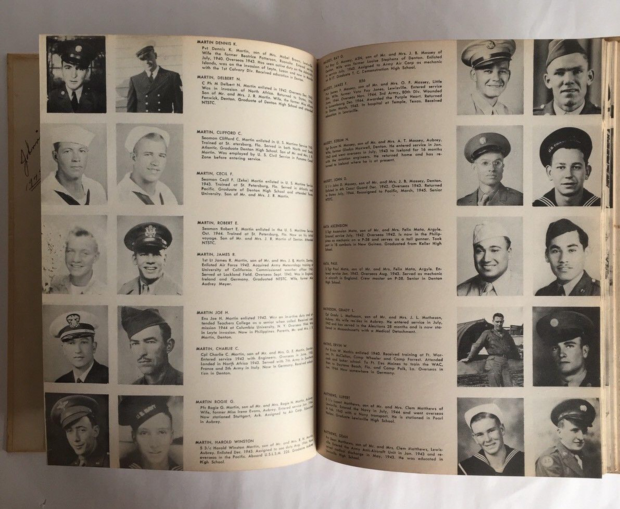 1945 – Book – The Men And Women In WWII From Denton County