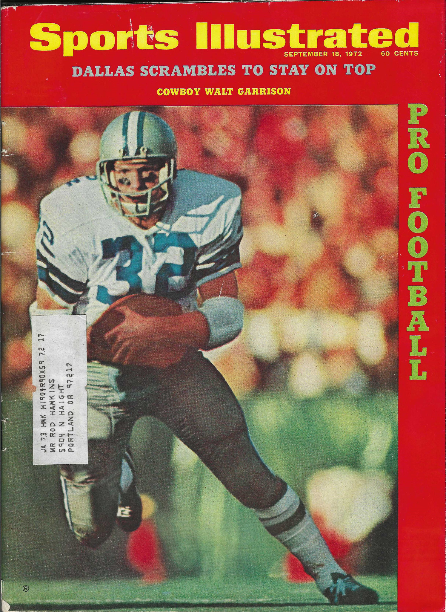 1972 – Sports Illustrated Magazine – Walt Garrison on Cover