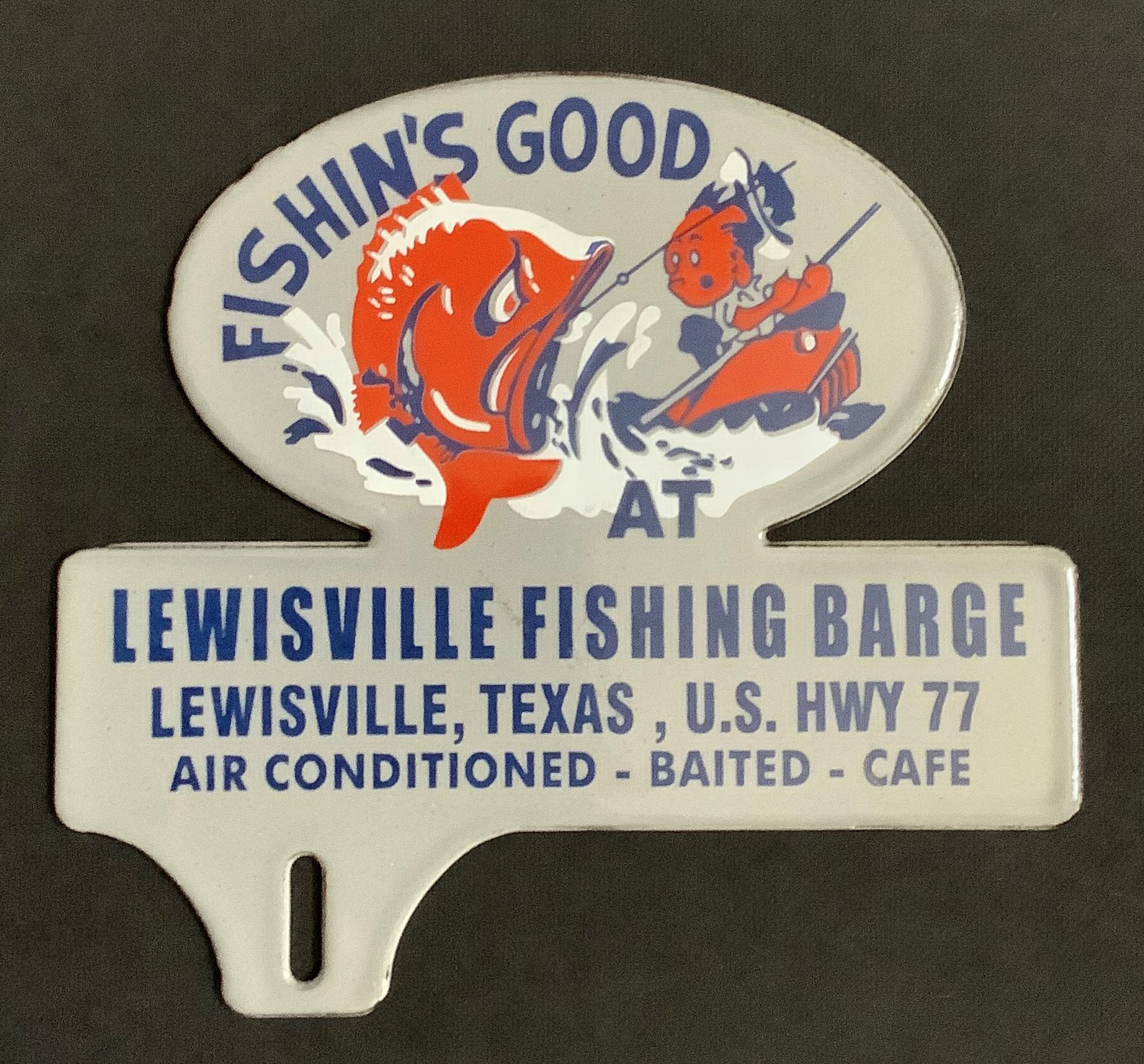 1960s – License Plate Decoration – Lewisville Fishing Barge