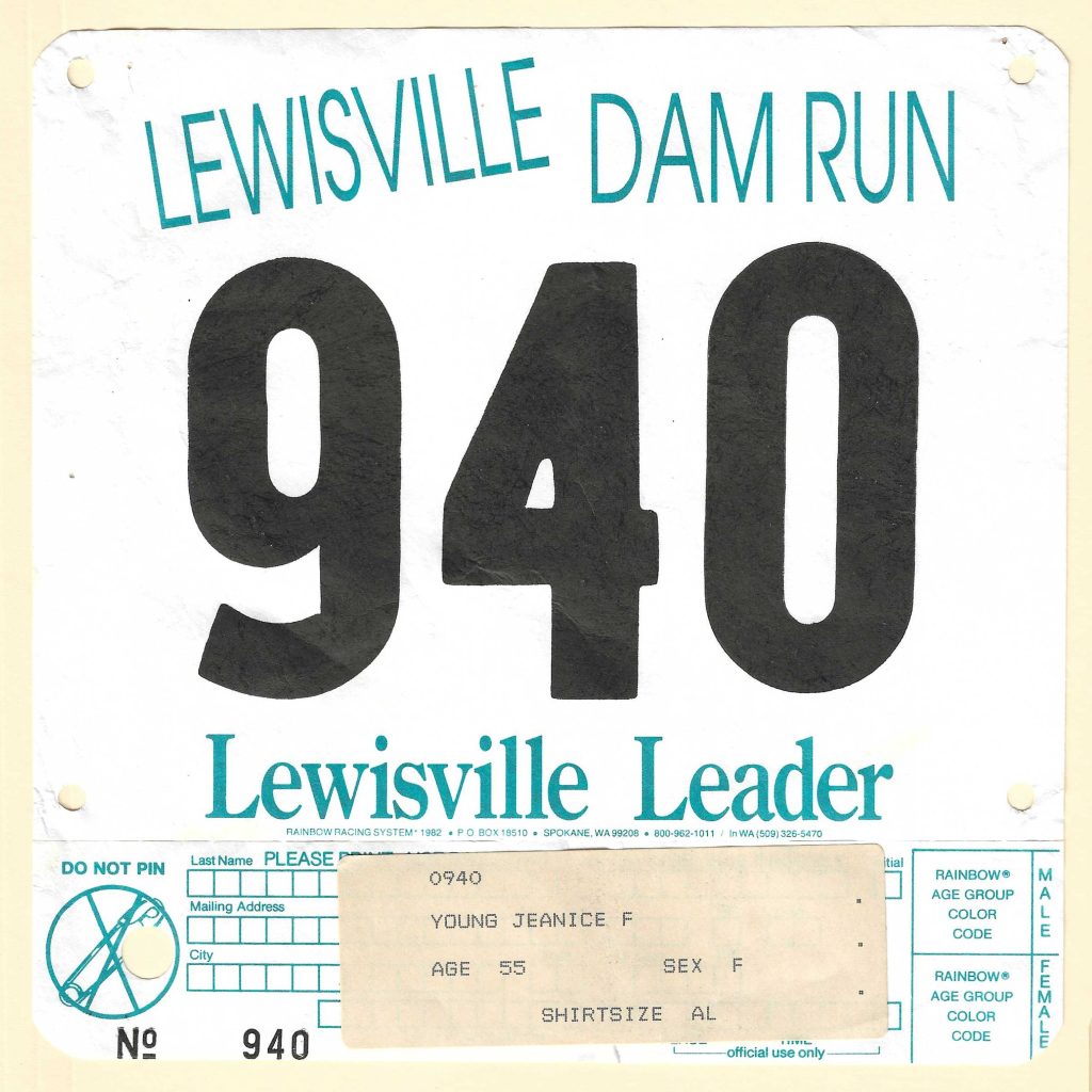 1983 Runners Bib - Lewisville Dam Run, Jeanice Young