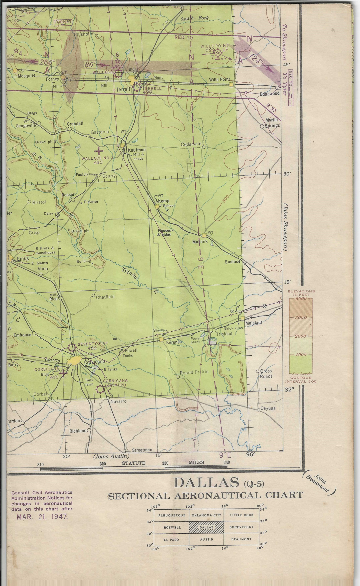 1946 Map – Dallas Aeronautical Area