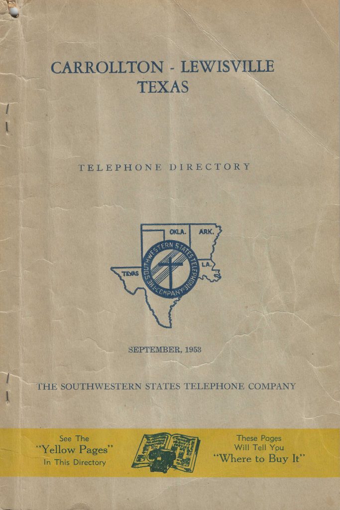 1953 Phone Book - Lewisville and Carrollton