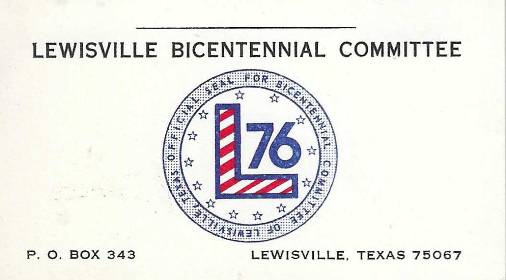 1976 – Business Card – Lewisville Bicentennial Committee