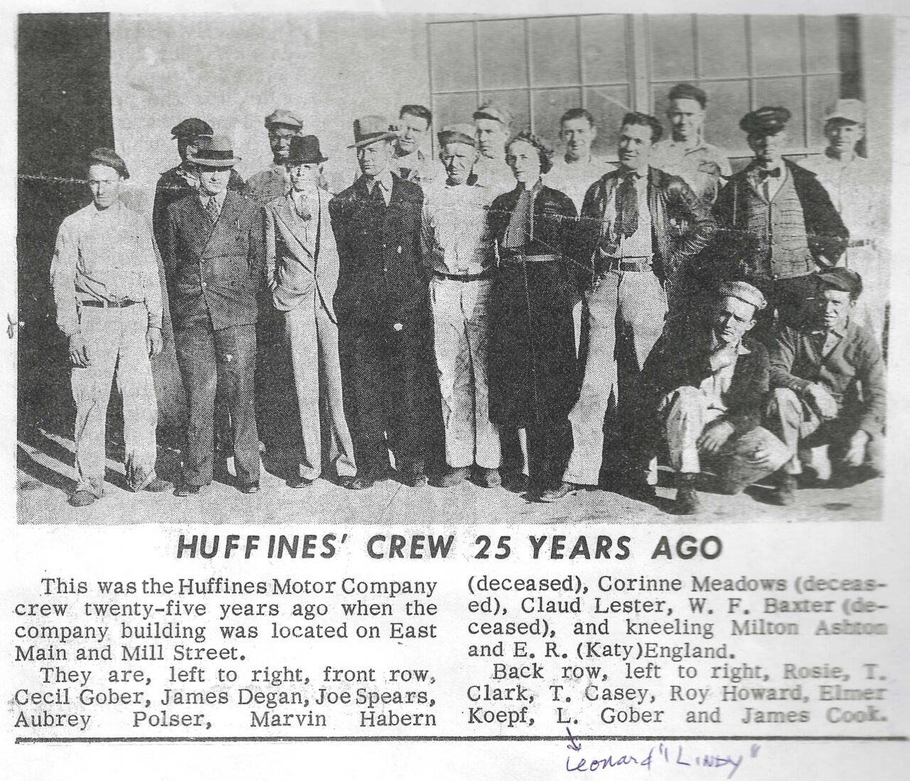 1934 - Huffines Motor Company Crew